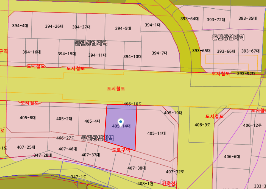 대방동 405-14 근린상업 199평, 지금은 42평 단층...허용 용적률 적용 시 연면적 약 995평 신축 가능